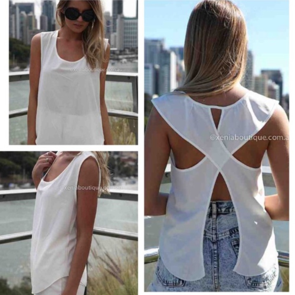 White tank with detailed back
